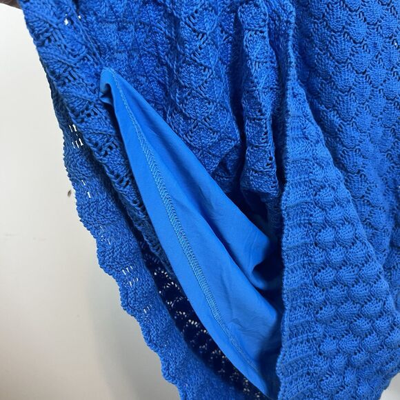 Eliza J Cobalt Blue Crochet Midi Dress Size L NWT $148 spring summer trendy - Picture 5 of 6